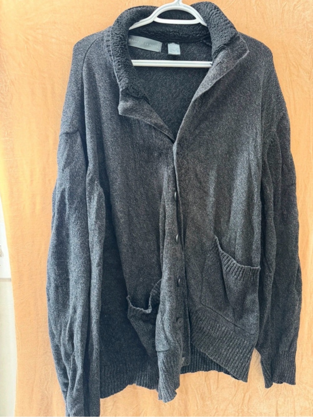 Oscar de la Renta Charcoal Gray Button-Front Cardigan